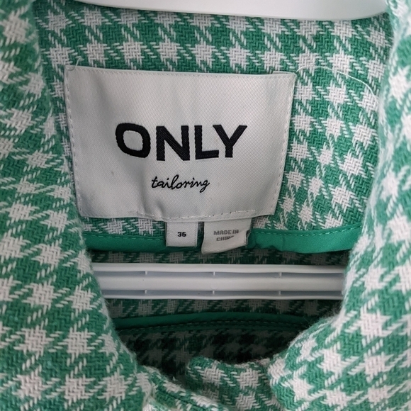 Only houndstooth crop jacket blazer green white size 36 @K - Picture 7 of 13